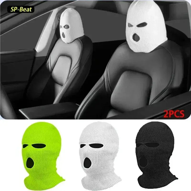 2-Pack Halloween Car Seat Headrest Covers – Masked Person Knit Design - Paul Wotton