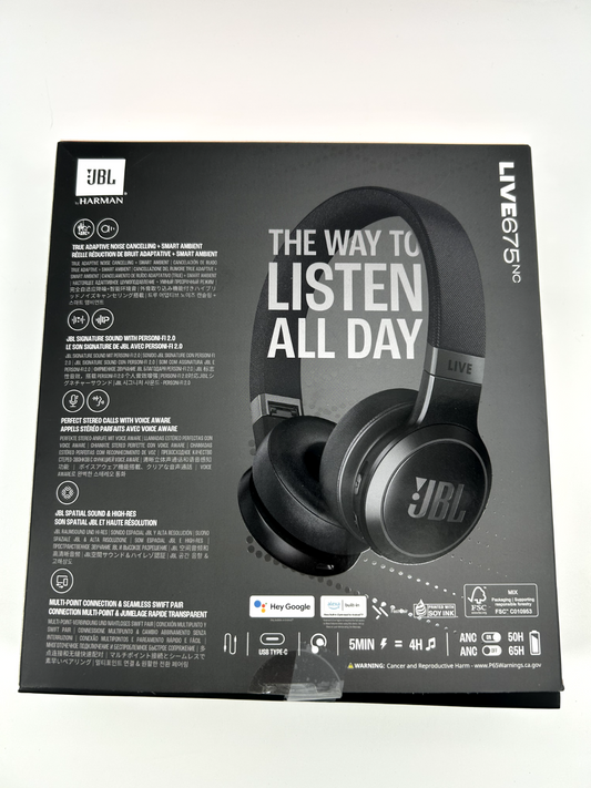 JBL Live 675NC Wireless On-Ear Headphones Adaptive Noise Cancelling by