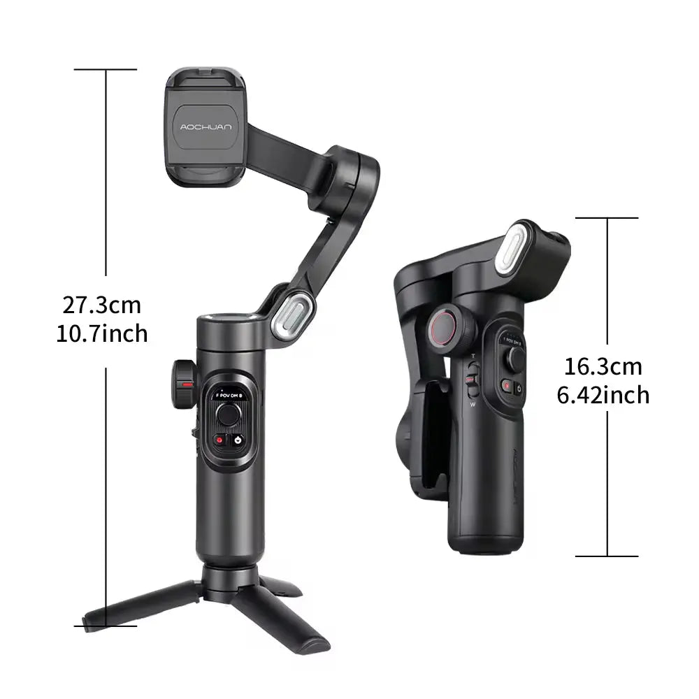 AOCHUAN 3-Axis Handheld Gimbal Stabilizer for Smartphone with Fill Light for Iphone Android Face Tracking Tiktok Vlog Smart XE - Paul Wotton