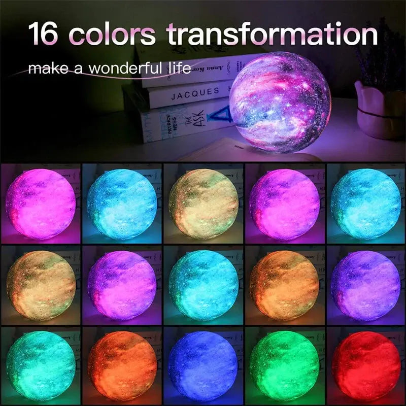 Moon Lamp Kids Night Light Galaxy Lamp 16 Colors LED 3D Star Moon Light Change Touch and Remote Control Galaxy Light for Gifts - Paul Wotton