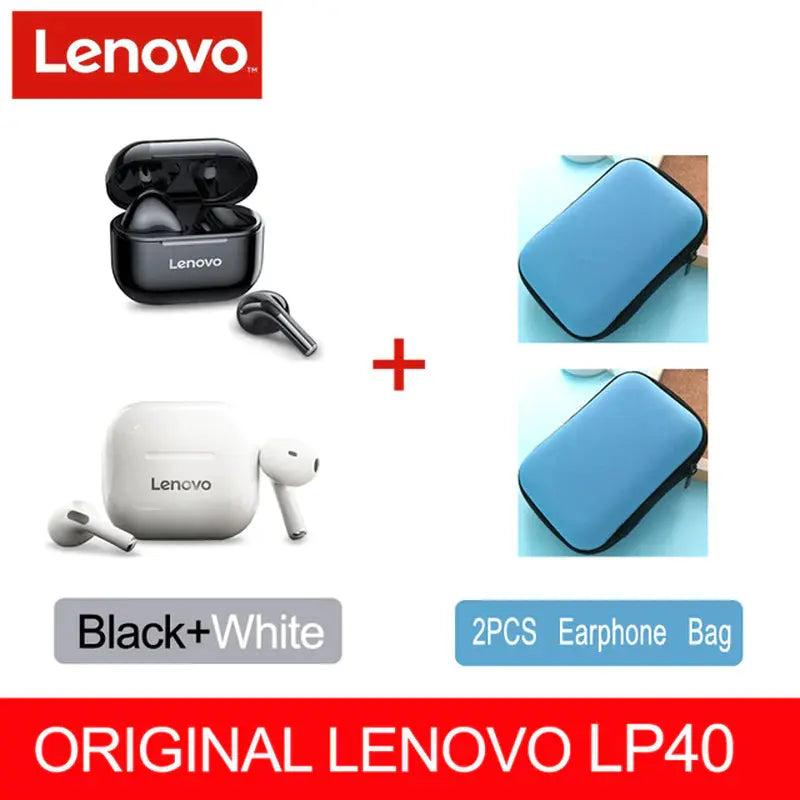 NEW Original Lenovo LP40 TWS Wireless Earphone Bluetooth 5.0 Dual Stereo Noise Reduction Bass Touch Control Long Standby 230Mah