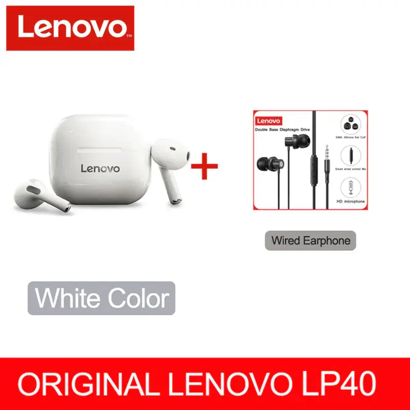 NEW Original Lenovo LP40 TWS Wireless Earphone Bluetooth 5.0 Dual Stereo Noise Reduction Bass Touch Control Long Standby 230Mah