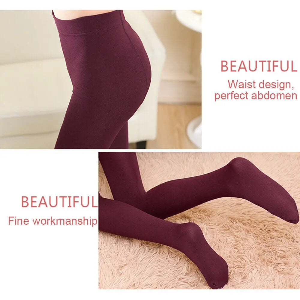 Women Ladies Winter Warm Fleece Lined Thick Thermal Full Foot Tights Pants UK